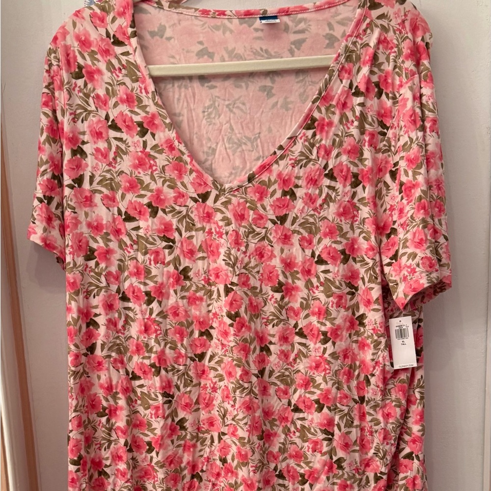 Old Navy Pink and Green Floral Dress